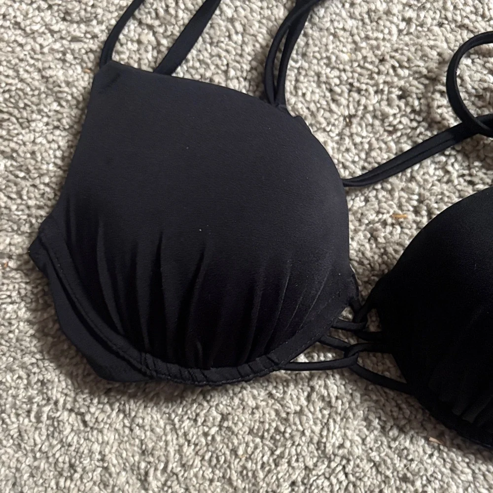 New Shade & Shore Black strappy crossover back swim bra size 34b